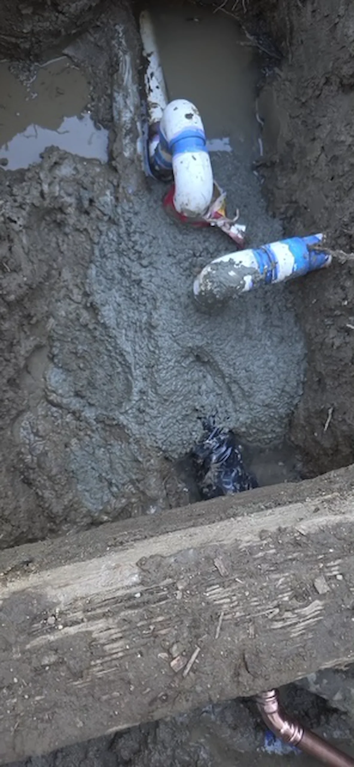 Trench work on a water line replacement by Simply Green Plumbing